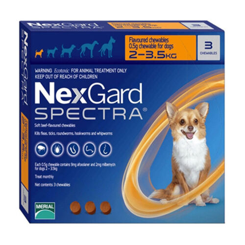 Nexgard Spectra Dog XS 2-3.5 kg Arasındaki Köpekler İçin İç ve Dış Parazit Tableti
